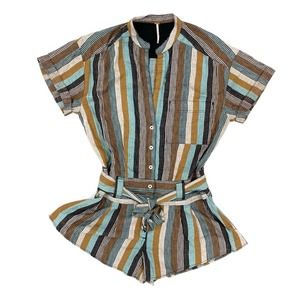 Free People Rugged Riptide Striped Romper XS NWOT